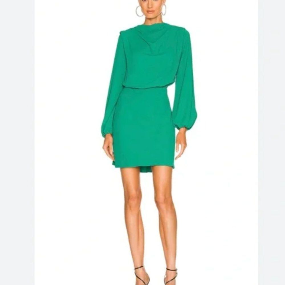 AMANDA UPRICHARD Felicia Long Sleeve Mini Dress, Green Juniper, Size S